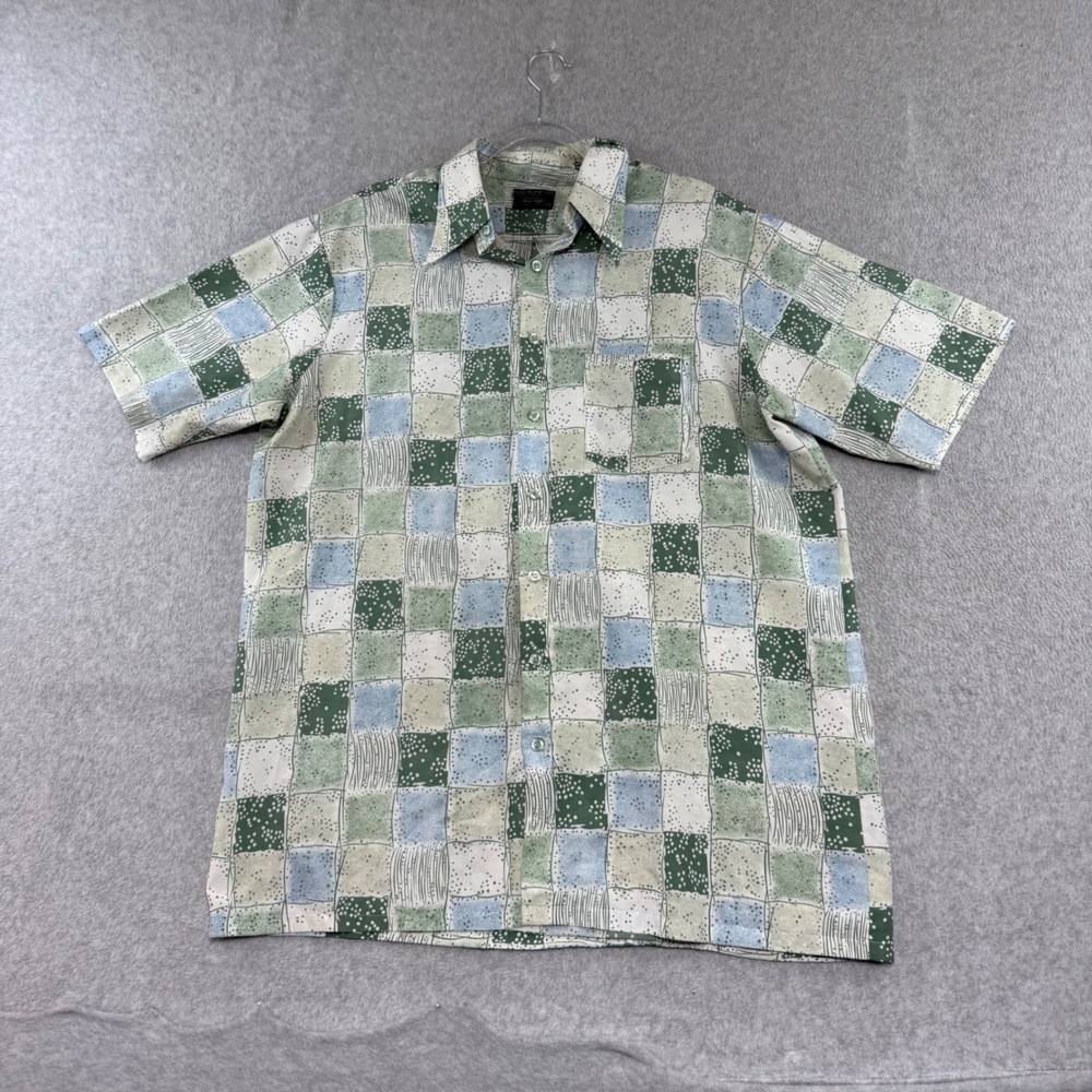 Towncraft JCPenney Button Down Shirt Mens XL Vintage 70s Patchwork Disco Vintage